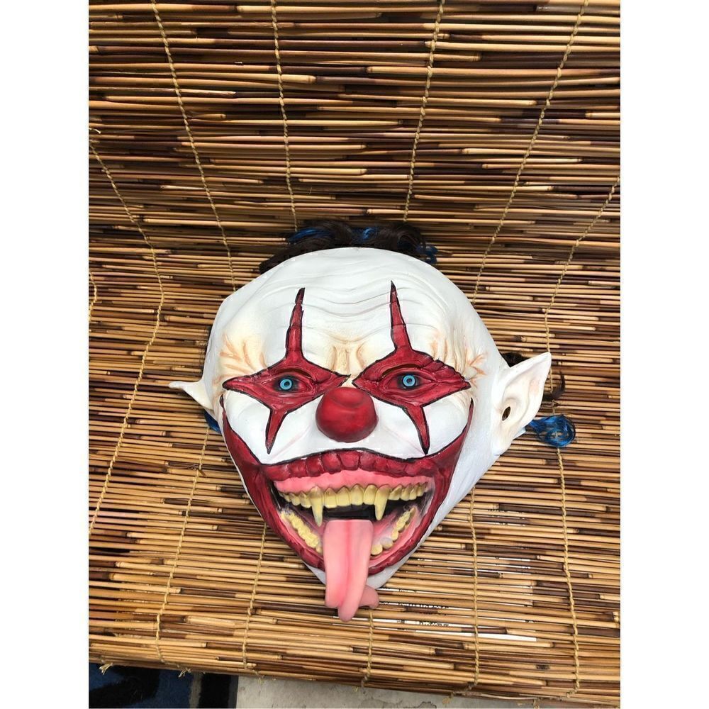 Halloween Mens Womans Snake Tongue Evil Clown Mask Latex